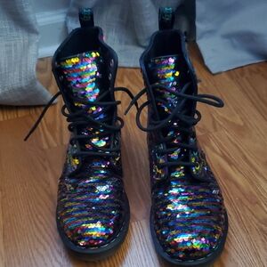 Dr. Martens Black Multicolor Sequin Boots